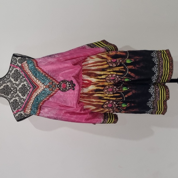 Embellished Kaftans, pink/yellow/green/animal print playsuit, boho size M/L - Picture 3 of 12